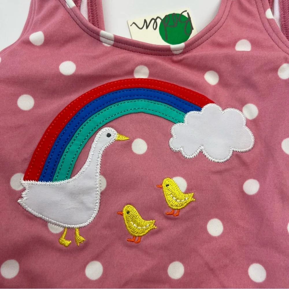 Baby Boden Duck Rainbow Polkadot‎ One Piece Swimsuit Ruffles 3 - 6 Months NEW